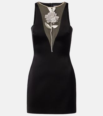 DAVID KOMA Vestido corto de sat&eacute;n floral