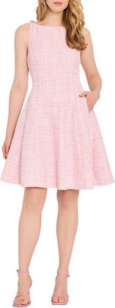 Tahari by ASL Sleeveless Tweed Fit & Flare Dress in Pink Multi at Nordstrom, Size 14P