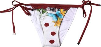 Dolce & Gabbana Witte Bikini Bottom met Bloemenprint - Dames - Bikinis - Veelkleurig - S - Nylon - Badmode