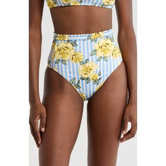 Hutch Ruffle Trim High Waist Bikini Bottoms in Yellow Rose at Nordstrom Rack, Size Medium