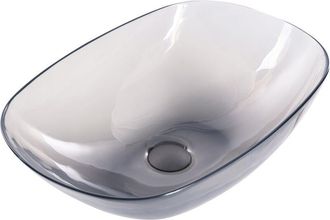 Beliani Beliani - Lavabo Sobre Encimera De Ba&ntilde;o Solid Surface Semi Transparente 54 X 36 Cm Negro Moengo