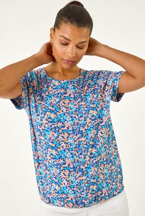 Roman Floral Print Elasticated Hem Top