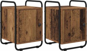 vidaXL Mesa De Noche 2 Uds. Madera Envejecida Madera De Ingenier&iacute;a Vidaxl