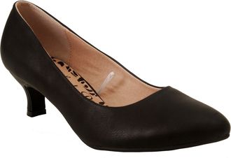 Comfort Plus Ladies Womens Wide Fit Memory Foam Comfort Plus Patent Formal Slip On Kitten Heel Party Office Work Court Shoes - Sizes UK 3-8 (UK 4, Black PU)