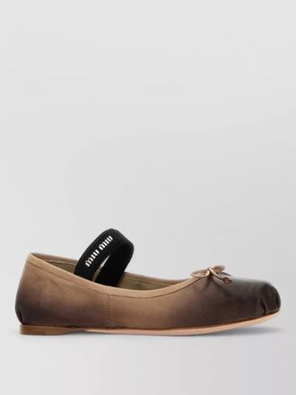 Miu Miu leather ballerinas round toe gradient bow
