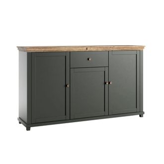 Petits Meubles Buf&eacute; 3 puertas 1 caj&oacute;n paneles de aglomerado verde y madera