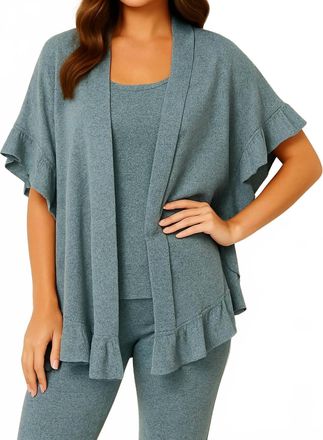 French Kyss Ruffle Contton Blend Poncho In Wind