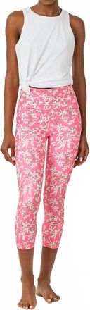 Lilly Pulitzer Upf 50+ Luxletic Weekender High Rise Crop Leggings In Confetti Pink Crossgrain Lil Liza