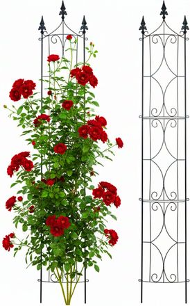 Relaxdays Relaxdays Rejilla Para Enredaderas, Set 2, 183x31x20 Cm, Acero, Soporte Para Trepadoras Y Rosales, Jard&iacute;n, Negro