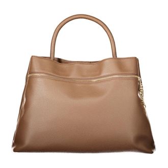 Twinset Handbags, female, Brown, Size: ONE SIZE Shopper Bag with Pocket and Oval T Lock