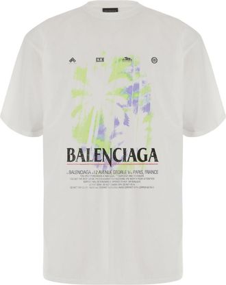 Balenciaga White Graphic Logo T-Shirt