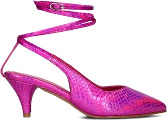 Toral Shoes Fuchsia Croco Leren Wrap Pump - Dames - Pumps - Roze - 39 EU - Leer - Schoenen