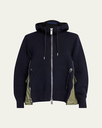 sacai Sponge Sweat x Nylon Twill Hoodie