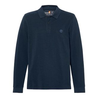 Timberland Heren Geribd Normaal Poloshirt met Lange Mouwen (Donkere saffier)