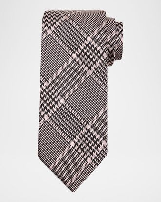 Tom Ford Mens Prince of Wales Grid Check Silk Tie