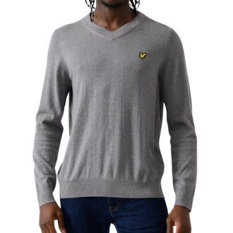 Lyle & Scott middengrijze pull-over trui met V-hals