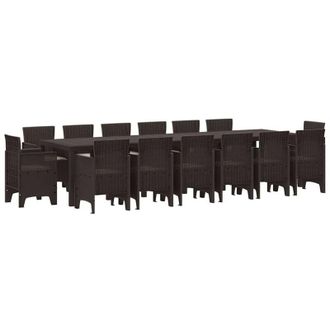 vidaXL Conjunto De Comedor De Jard&iacute;n 15 Pcs Marr&oacute;n Ratan Polt Vidaxl