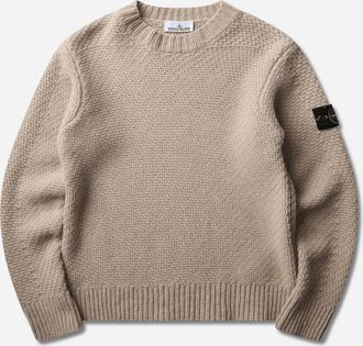 Stone Island Men s Lambswool Crewneck Sweater Biscuit Melange