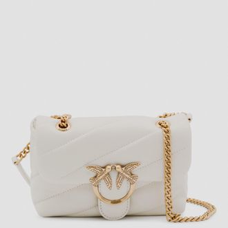 Pinko White Leather Love Puff Baby Shoulder Bag