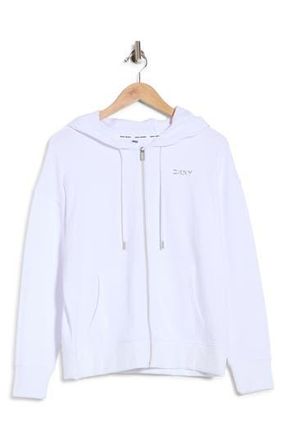 DKNY Bubble Logo Zip Hoodie in White at Nordstrom Rack, Size X-Small