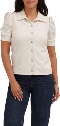 Cyrus Puff Sleeve Button Front Shirt in Linen at Nordstrom Rack, Size X-Large