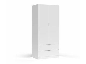 Usinestreet Armario 2 puertas 2 cajones aglomerado blanco 180x81.5x52cm