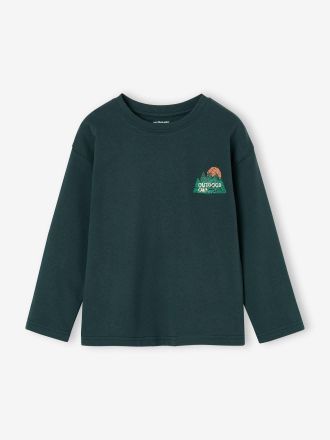 Vertbaudet Jungen Langarmshirt mit Print vorne und hinten tannengr&uuml;n