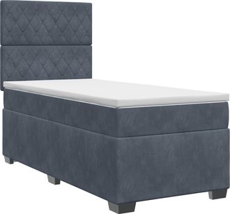 vidaXL Cama Box Spring Con Colch&oacute;n Gris Oscuro Individual Terciopelo Vidaxl