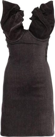 Y / Project Zwart Denim Sweetheart Jurk - Dames - Korte kleedjes - Zwart - S - Denim - Kleedjes