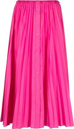 Red Valentino pleated midi skirt - women - Polyester/Cotton - 36 - Pink