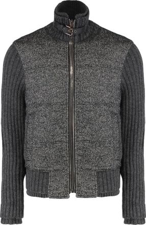 Dolce & Gabbana Chevron Gebreid Bomberjack - Heren - Vesten - Grijs - L - Wol - Truien & Vesten
