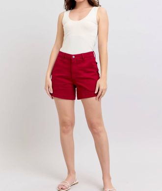Judy Blue Tummy Control Heart Pocket Trousers In Scarlet Red