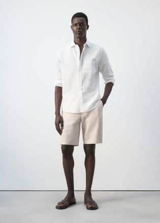 Mango Camicia regular-fit lino cotone bianco - Uomo - S - MANGO MAN