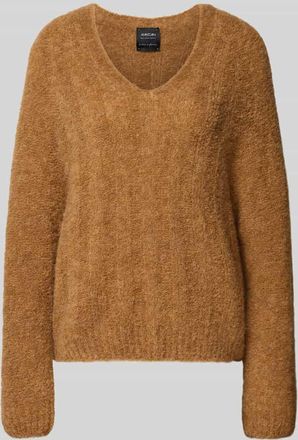 Marc Cain Strickpullover mit V-Ausschnitt in Camel, Größe 36
