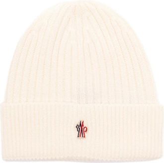 Moncler Accessories, unisex, Beige, ONE SIZE, Logo Wool Beanie