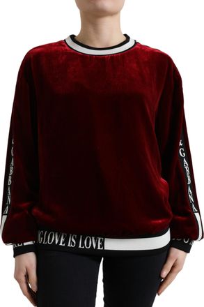 Dolce & Gabbana Womens Velvet Sweatshirt Love Is - Dark Red Cotton - Size EU 32 (Womens)