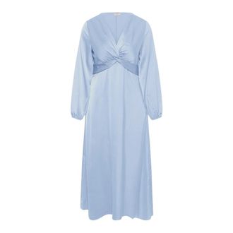 Kaffe Curve KCjamie Knot Dress - Dames - Jurken - Blauw - Maat: 6XL Poliester