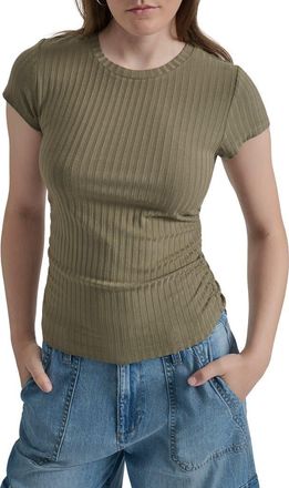 DKNY Ruched Rib Top in Utility Green at Nordstrom Rack, Size X-Small