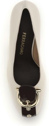 Ferragamo Womens Pumps Silk Mascarpone Calf Leather High Heel Shoes