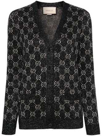 Gucci Cardigan con motivo jacquard GG - Nero