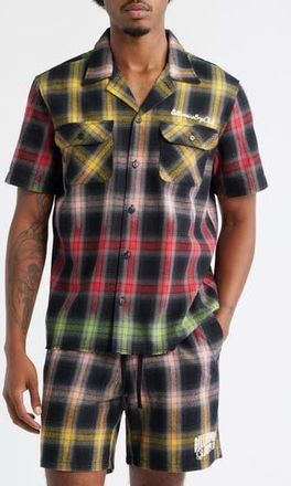 Billionaire Boys Club Rave Plaid Camp Shirt in Black at Nordstrom Rack, Size X-Large