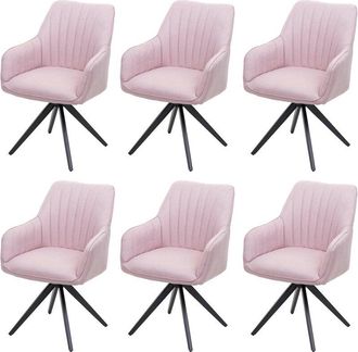 Hhg Hhg - Lote De 6 Silla De Comedor 954, Silla De Cocina Silla Sill&oacute;n, Retro Acero Tela/textil, Rosa