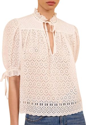 Ulla Johnson Aloutte Cotton Blouse In Pristine