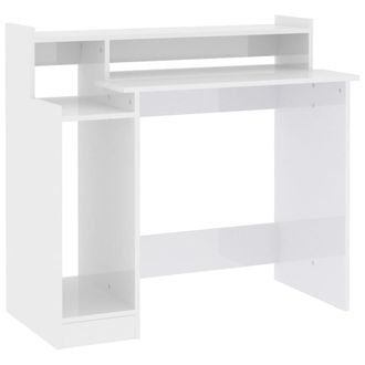 vidaXL Vidaxl - Escritorio Led Madera Contrachapada Blanco Brillo 97x45x90 Cm
