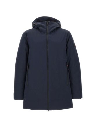 Peuterey Minimalist Blue Parka With Logo Patch And Padded Structure