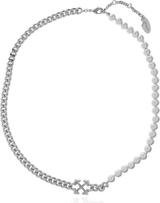 Off-white Collana con perle imitation - - Accessories - Uomo - Grigio - ONE SIZE