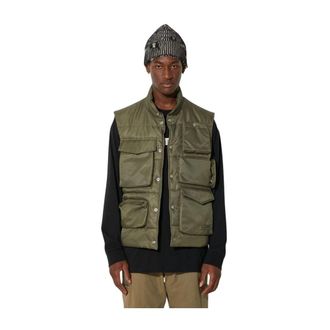 Maison Margiela Gewatteerd Gilet - Heren - Bodywarmers - Groen - L - Leer - Jassen