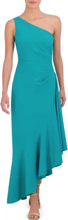 Eliza J One-Shoulder Midi Cocktail Dress in Turquoise at Nordstrom Rack, Size 10