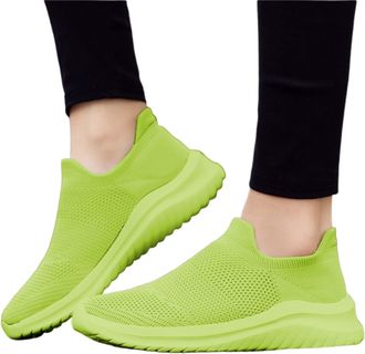 Generic 2026 Running Shoes Womens Casual Sneakers Soft Sole Walking for Travel Workout Gym Comfortable Slip On Flat Lightweight Breathable Everyday Wear (Gree