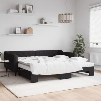 vidaXL Vidaxl - Sof&aacute; Cama Nido Con Colch&oacute;n Tela Negro 100x200 Cm